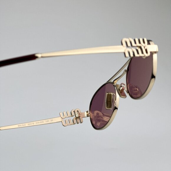 Miu Miu MU54ZS ZVN50D BRAND NEW Sunglasses Gold Pink Mirror Silver Pilot Unisex - Picture 10 of 14